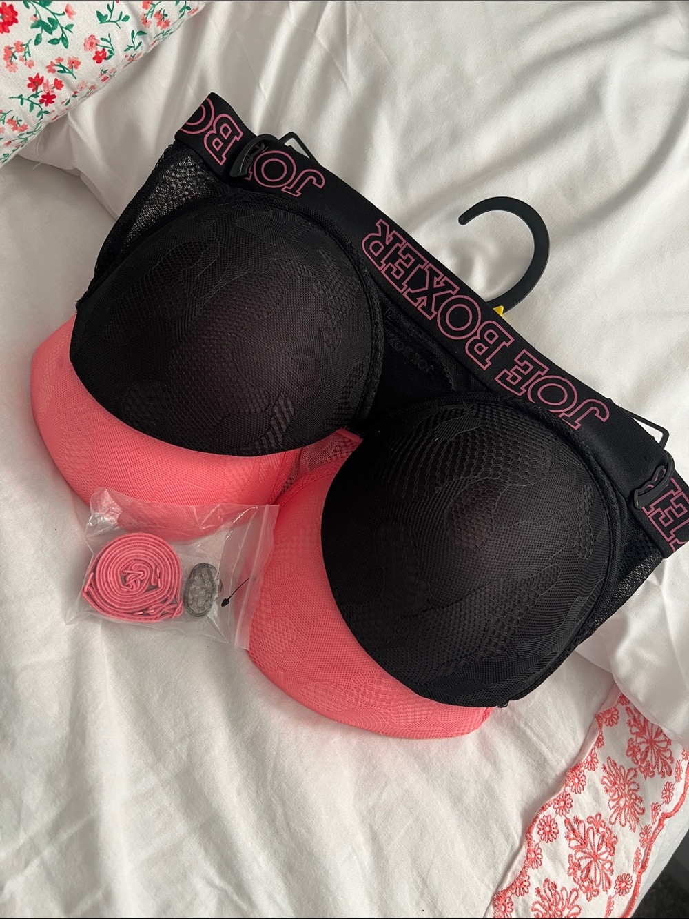 Joe Boxer Black & Pink Molded Push-Up Bra with Logo Band